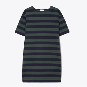 Tory Burch dress- blue and green striped jersey cotton shift -Size Medium